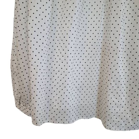 Madewell Women's White & Mini Black Polka-dot Cotton Ruffle & Long Sleeve Top - Picture 9 of 11